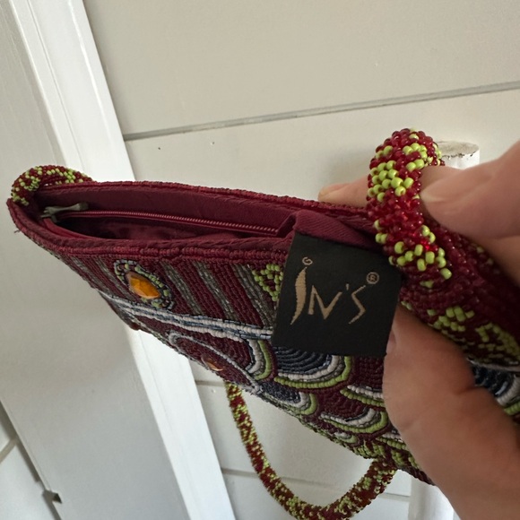 Elegant Multicolor Beaded Women's Bag burgundy, blue green yellow - Picture 8 of 9